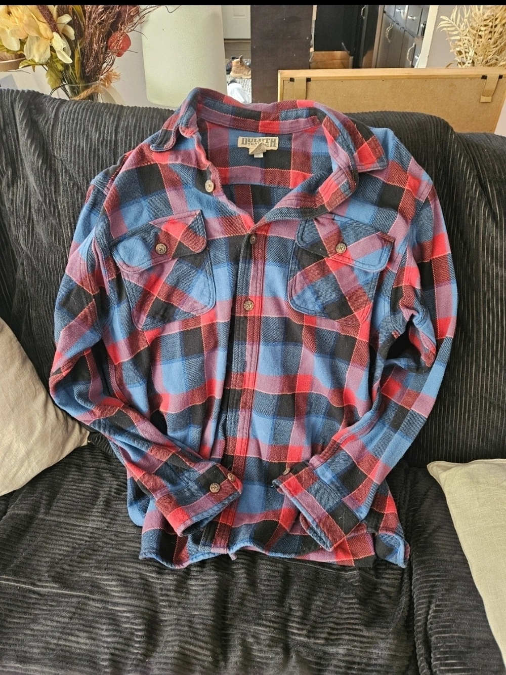 Duluth Trading Co Red & Blue Plaid Kids Button-Down Shirt